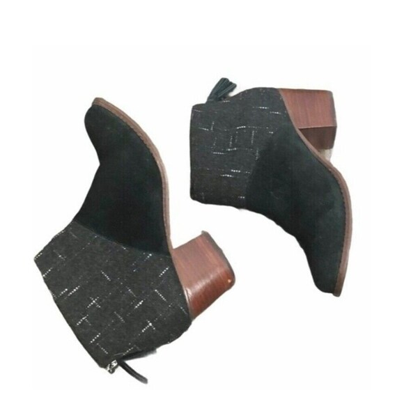 TOMS Leila Black Suede Ankle Boot Women's Shoes Size 6 Pull On Booties Zipper - Picture 2 of 8